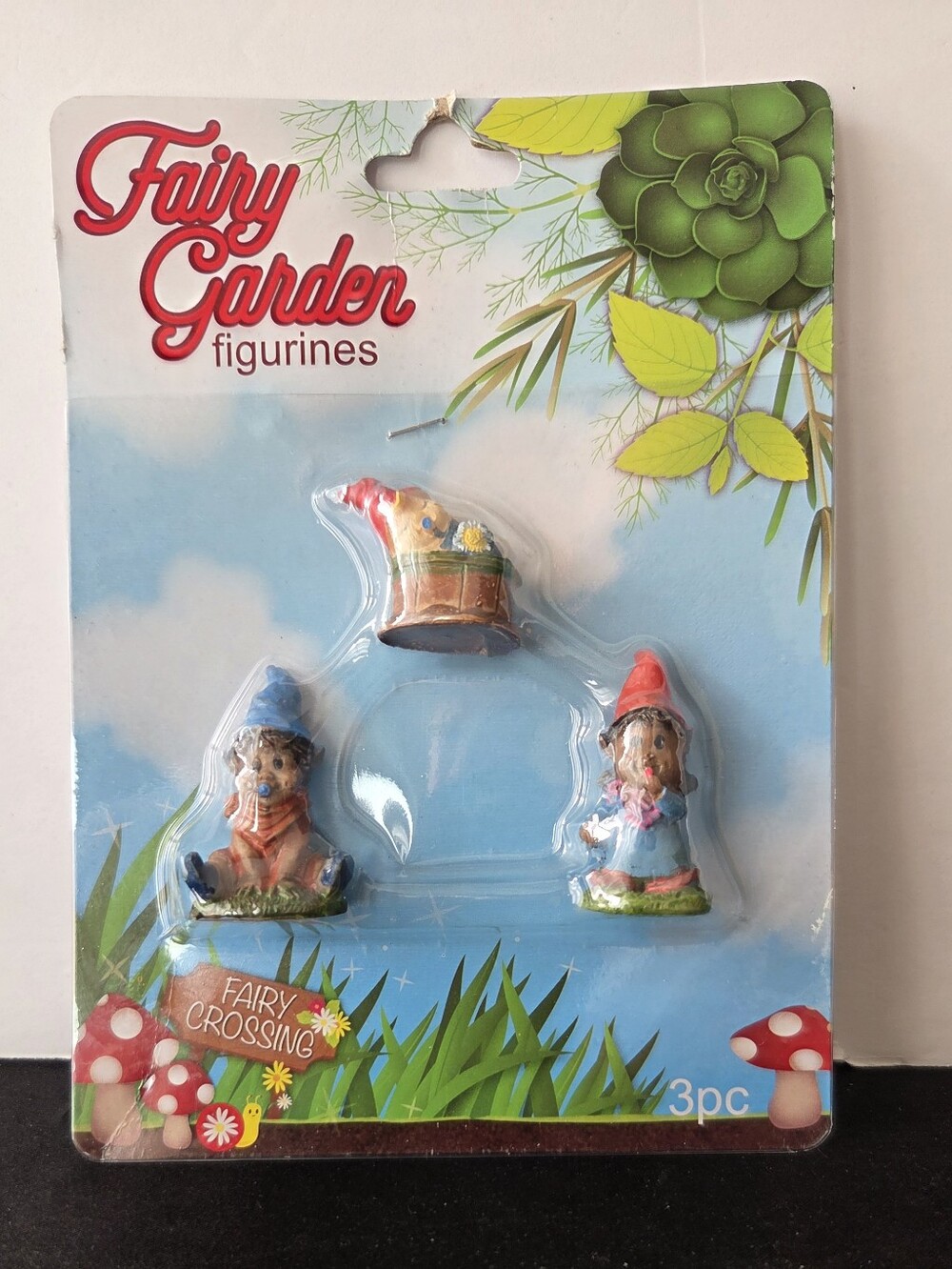 Fairy Garden Figurines 3pc Set Mini Gnomes Miniature Decor NIP